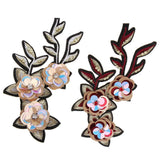 Max sequin flower Adhesive Patch Applique Sewing on /iron on decor goden red