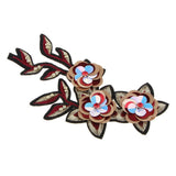 Max sequin flower Adhesive Patch Applique Sewing on /iron on decor goden red
