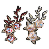 Max sequin flower Adhesive Patch Applique Sewing on /iron on decor goden red