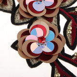 Max sequin flower Adhesive Patch Applique Sewing on /iron on decor goden red
