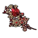 Max Bead Flower Applique Embroidery Sequin Patch Badge for Clothes Sewing Red