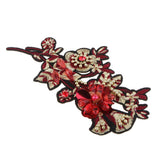 Max Bead Flower Applique Embroidery Sequin Patch Badge for Clothes Sewing Red
