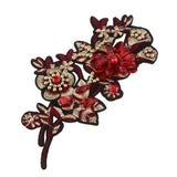 Max Bead Flower Applique Embroidery Sequin Patch Badge for Clothes Sewing Red