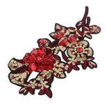 Max Bead Flower Applique Embroidery Sequin Patch Badge for Clothes Sewing Red