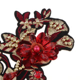 Max Bead Flower Applique Embroidery Sequin Patch Badge for Clothes Sewing Red