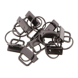 Max 10pcs Ribbon Webbing Crimp End Clip with Ring Belt Tip Connectors Black