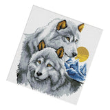 Max Handmade Ribbon Embroidery Wolf Animal Painting Kit Cross Stitch DIY Decor