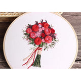 Max Maxb Embroidery Starter Kit with Pattern DIY Needlework for Home Wall Decor Red