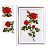 Max Ribbon Embroidery Kit Rose DIY Wall Decor 3D Painting Stamp Needle Work Red