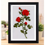 Max Ribbon Embroidery Kit Rose DIY Wall Decor 3D Painting Stamp Needle Work Red