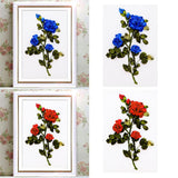 Max Ribbon Embroidery Kit Rose DIY Wall Decor 3D Painting Stamp Needle Work Red
