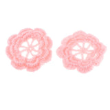 Max 2Pcs Large Crochet Flowers Appliques for Sewing Clothes Bag Decor Light Pink