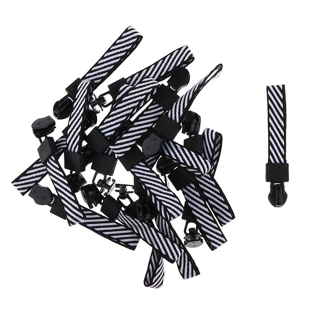 Max 20 Pieces Metal Zipper Puller with Webbing Cord for Clothing Black White