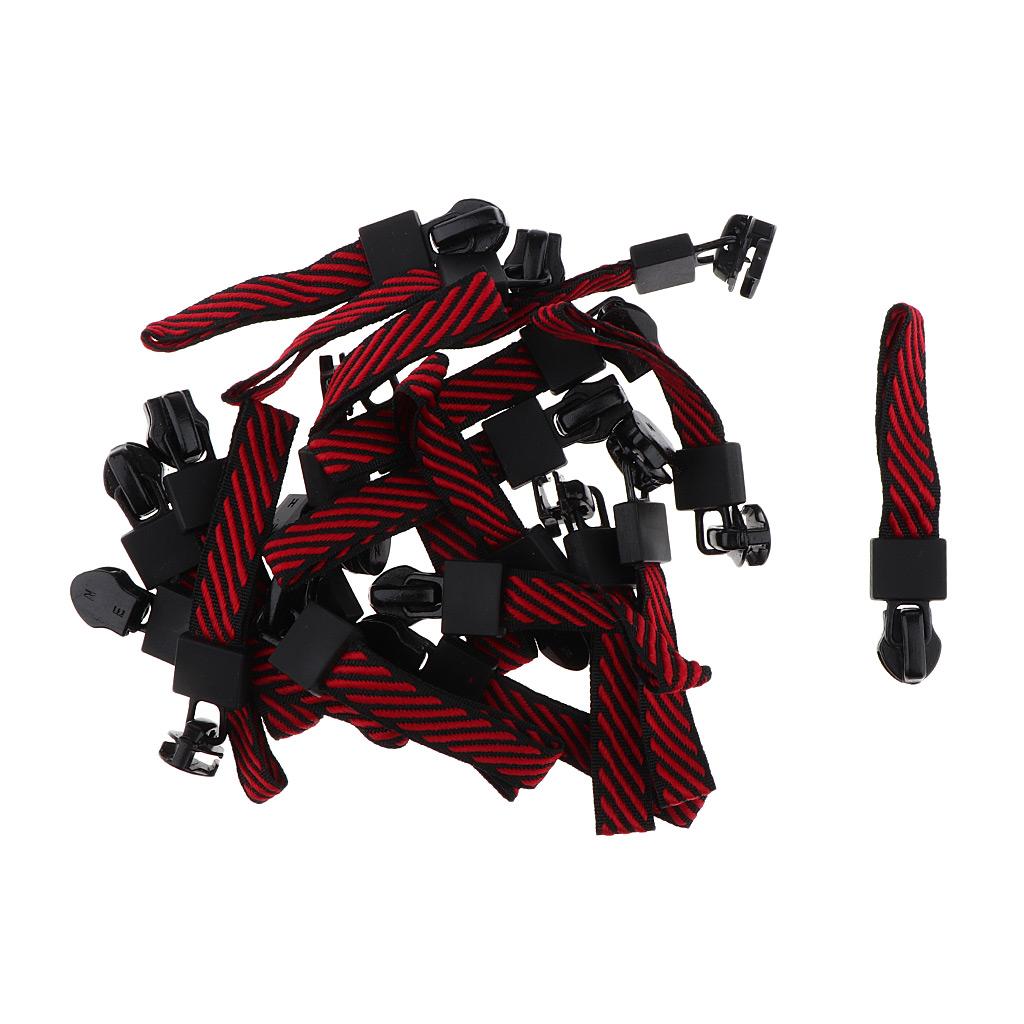 Max 20 Pieces Metal Zipper Puller with Webbing Cord for Clothing Black Red Twill