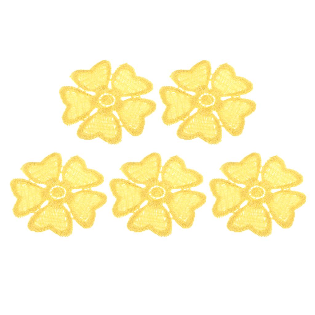 Max Maxb 5Pcs Embroidery Flower Sew On Patch Badge Clothes Fabric Applique Yellow