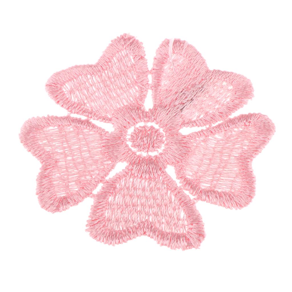 Max Maxb 5Pcs Embroidery Flower Sew On Patch Badge Clothes Fabric Applique Light Pink