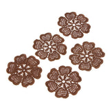 Max Maxb 5pcs Embroidered Flower Patches Sew on Appliques for DIY Sewing Craft Brown