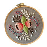 Maxbell Stamped Embroidery Kit with Flower Pattern, Pre-Printed Cloth & Hoop 15cm DIY Needlework Crafts