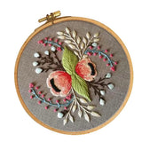 Maxbell Stamped Embroidery Kit with Flower Pattern, Pre-Printed Cloth & Hoop 15cm DIY Needlework Crafts