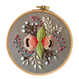 Maxbell Stamped Embroidery Kit with Flower Pattern, Pre-Printed Cloth & Hoop 15cm DIY Needlework Crafts