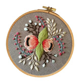 Maxbell Stamped Embroidery Kit with Flower Pattern, Pre-Printed Cloth & Hoop 15cm DIY Needlework Crafts