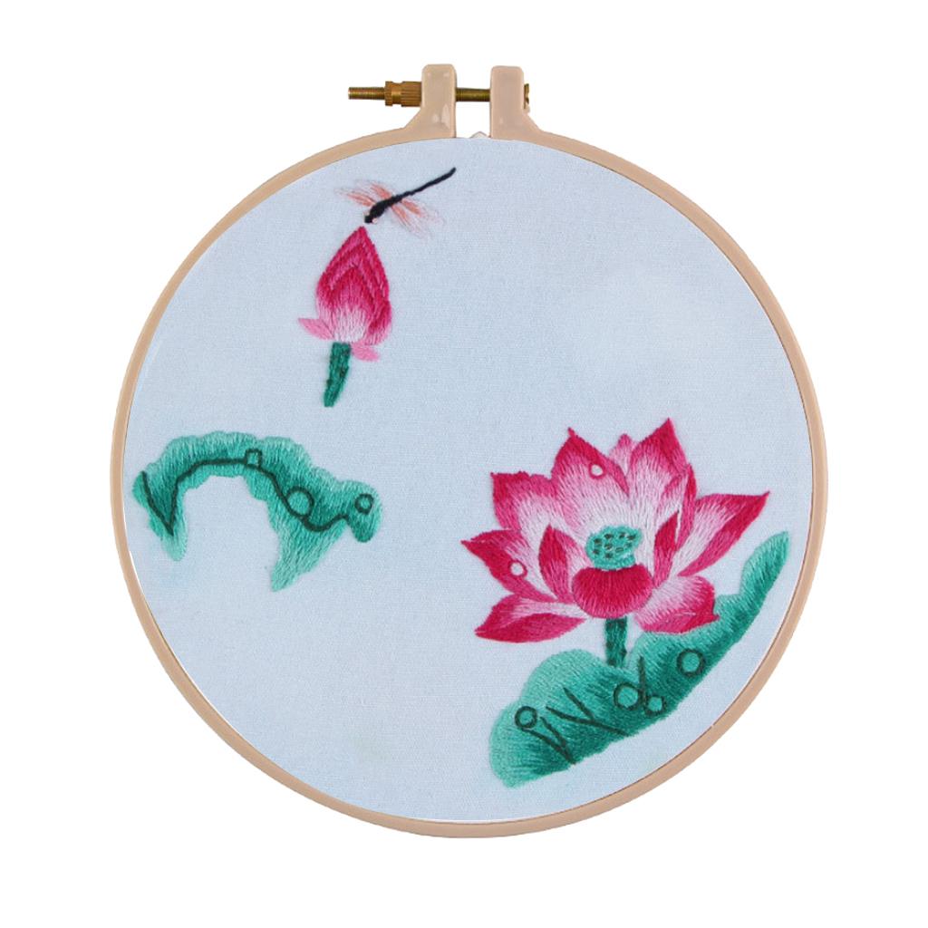 Max Modern Lotus Hand Embroidery Kit Embroidery Sampler for Beginners Lotus 3