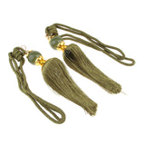Max 1 Pair Hanging Ball Curtain Tassel Fringe DIY Curtain Accessories Deep Green