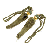 Max 1 Pair Hanging Ball Curtain Tassel Fringe DIY Curtain Accessories Deep Green
