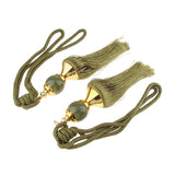 Max 1 Pair Hanging Ball Curtain Tassel Fringe DIY Curtain Accessories Deep Green