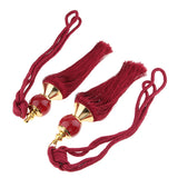 Max 1 Pair Hanging Ball Curtain Tassel Fringe DIY Curtain Accessories Deep Red