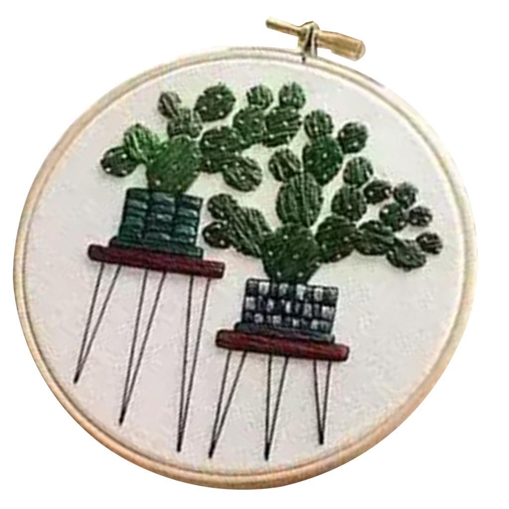 Max Stamped Embroidery Kit with Pattern Cross Stitch Crafts - Pot Plant EC007