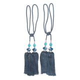 Max 2pcs Hanging Bead Curtain Tieback Tassels for Curtain Supplies Deep Blue