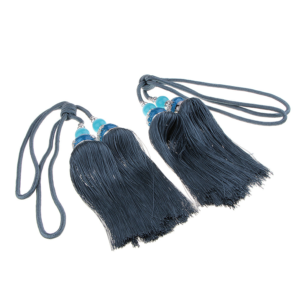 Max 2pcs Hanging Bead Curtain Tieback Tassels for Curtain Supplies Deep Blue