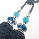 Max 2pcs Hanging Bead Curtain Tieback Tassels for Curtain Supplies Deep Blue