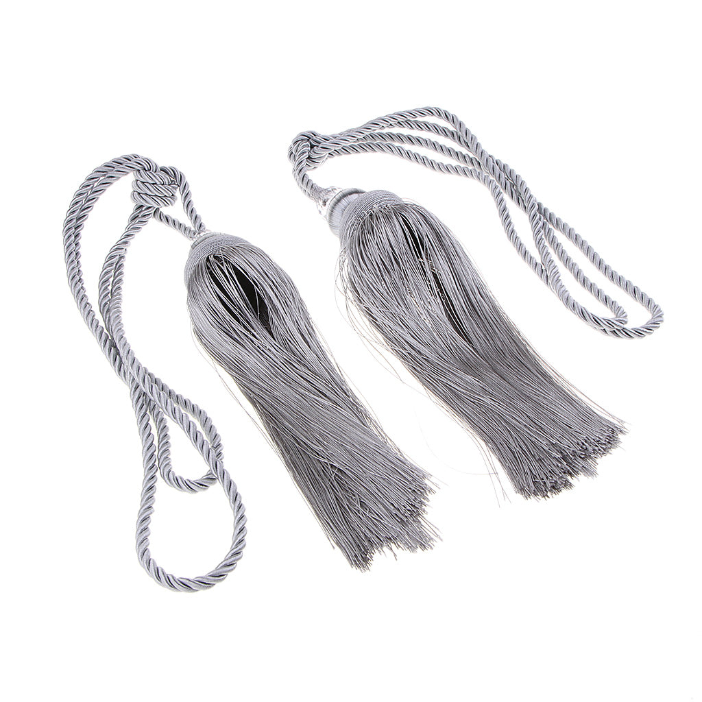 Max 1 Pair Crystal Bead Curtain Tieback Tassels for Sewing Supplies Silver Gray