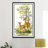 Maxbell Animals Deers Stamped Cross Stitch Kits for Adults Embroidery 14CT Count