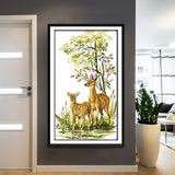 Maxbell Animals Deers Stamped Cross Stitch Kits for Adults Embroidery 14CT Count