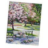 Max Handmade Ribbon Embroidery Peach Blossom Painting Kit Cross Stitch DIY Decor