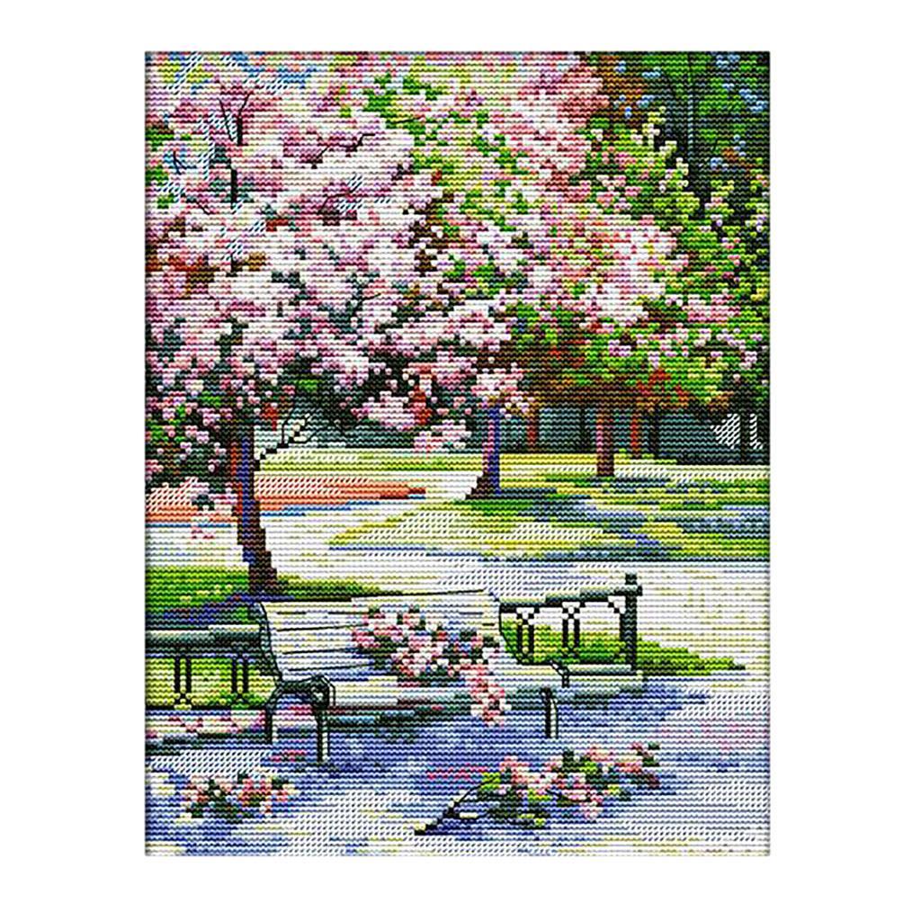 Max Handmade Ribbon Embroidery Peach Blossom Painting Kit Cross Stitch DIY Decor