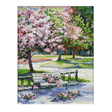 Max Handmade Ribbon Embroidery Peach Blossom Painting Kit Cross Stitch DIY Decor