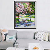Max Handmade Ribbon Embroidery Peach Blossom Painting Kit Cross Stitch DIY Decor
