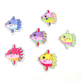 Maxbell Pack of 50 Fish-shaped 2 Holes Decorative Wooden Buttons Sewing Fasteners for Sewing Crafts Accessories 30-36mm