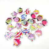 Maxbell Pack of 50 Fish-shaped 2 Holes Decorative Wooden Buttons Sewing Fasteners for Sewing Crafts Accessories 30-36mm