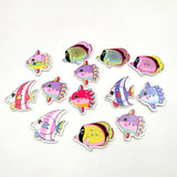 Maxbell Pack of 50 Fish-shaped 2 Holes Decorative Wooden Buttons Sewing Fasteners for Sewing Crafts Accessories 30-36mm