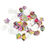 Maxbell Pack of 50 Fish-shaped 2 Holes Decorative Wooden Buttons Sewing Fasteners for Sewing Crafts Accessories 30-36mm