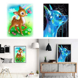 Maxbell Round Diamond Painting Kit Partial Drill Crystal Embroidery Arts Cross Stitch Crafts Mosaic Crafts Making - Blue Dog