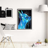 Maxbell Round Diamond Painting Kit Partial Drill Crystal Embroidery Arts Cross Stitch Crafts Mosaic Crafts Making - Blue Dog