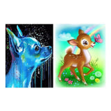 Maxbell Round Diamond Painting Kit Partial Drill Crystal Embroidery Arts Cross Stitch Crafts Mosaic Crafts Making - Blue Dog
