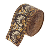 Maxbell 5.5 Continuous Yards - Jacquard Woven Floral Ribbon Trim - 1.4 Inch Wide - Coffee Colors