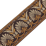 Maxbell 5.5 Continuous Yards - Jacquard Woven Floral Ribbon Trim - 1.4 Inch Wide - Coffee Colors